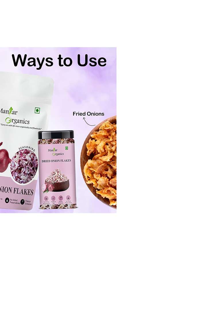 Manhar Organics Fresh Dried Onion Flakes 500G Dehydrated Red Slices (Sukha Pyaz) All-Natural Flavor Enhancer For Cooking, Soups, Sauces, And Seasoning - Indya