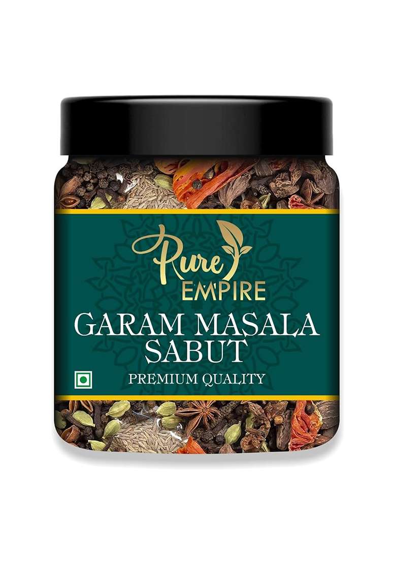 Pure Empire Garam Masala Sabut Whole Spices Blend For Authentic Indian Flavors | Organic, No Preservatives Anise, Bay, Cardamom, Cinnamon, Cumin, Ginger Khada Cooking (100 Grams) - Indya