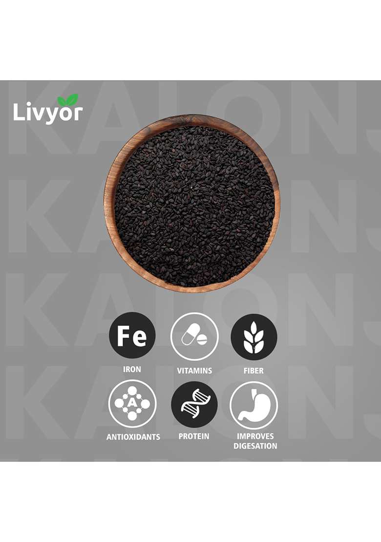 Livyor Pure Kalonji Seeds - 1Kg For Eating | Nigella Used Hair Growth Rich In Protein Minerals Vitamins And Antioxidants Pack Of 1 - Indya