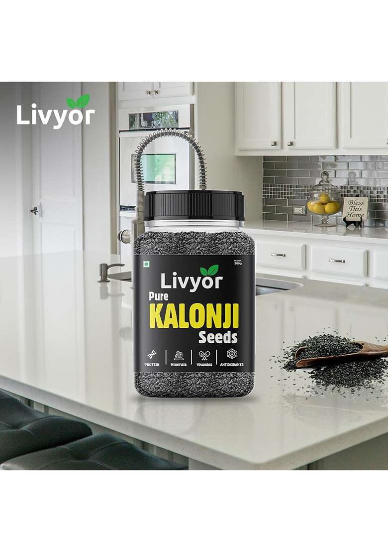 Livyor Pure Kalonji Seeds - 1Kg For Eating | Nigella Used Hair Growth Rich In Protein Minerals Vitamins And Antioxidants Pack Of 1 - Indya