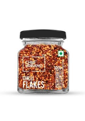 Chef Urbano Chilli Flakes 100 G | Natural Dried Red Chilly Aromatic Spicy Pizza / Pasta Seasoning Premium Herbs And Spices Glass Bottle