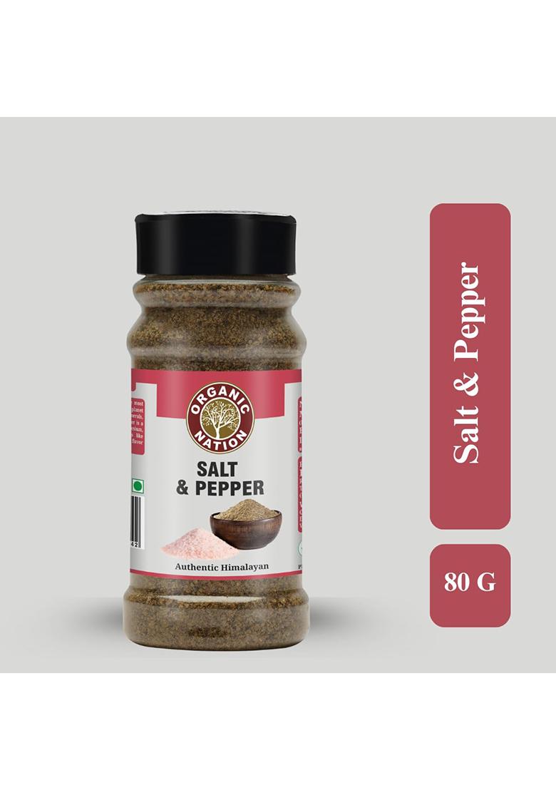 Organic Nation Salt And Pepper 80G (Pack Of 2) | Natural Seasoning No Additives Perfect For Cooking