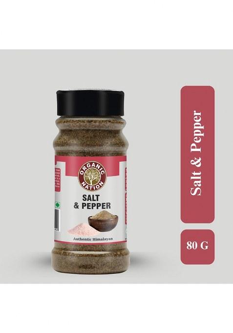 Organic Nation Salt And Pepper 80G (Pack Of 2) | Natural Seasoning No Additives Perfect For Cooking