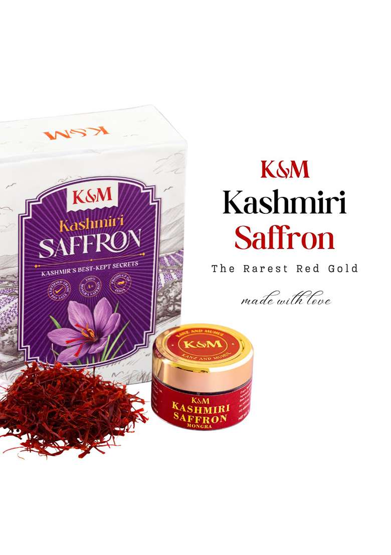 Kanz & Muhul Kashmiri Grade A++ Mongra Saffron - 1Gm | Pure, Natural And Premium Strands Lal Kesar For Milk, Biryani, Cooking, Skincare Desserts Organic Keshar Lacha - Indya