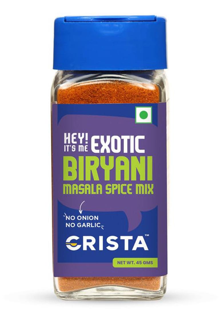 Crista Exotic Biryani Masala Spice Mix | Rich In Flavour No Onion Garlic Vegan Pure Zero Added Colours, Fillers, Additives & Preservatives 45 Gms