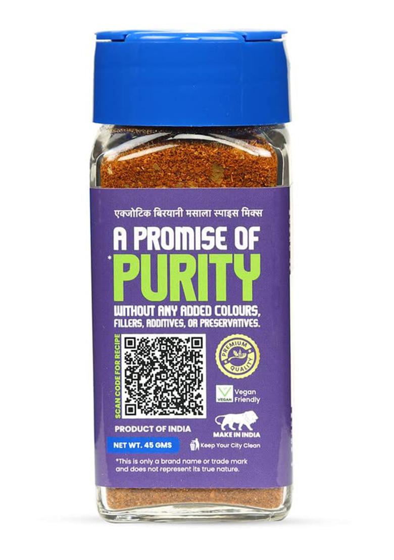 Crista Exotic Biryani Masala Spice Mix | Rich In Flavour No Onion Garlic Vegan Pure Zero Added Colours, Fillers, Additives & Preservatives 45 Gms