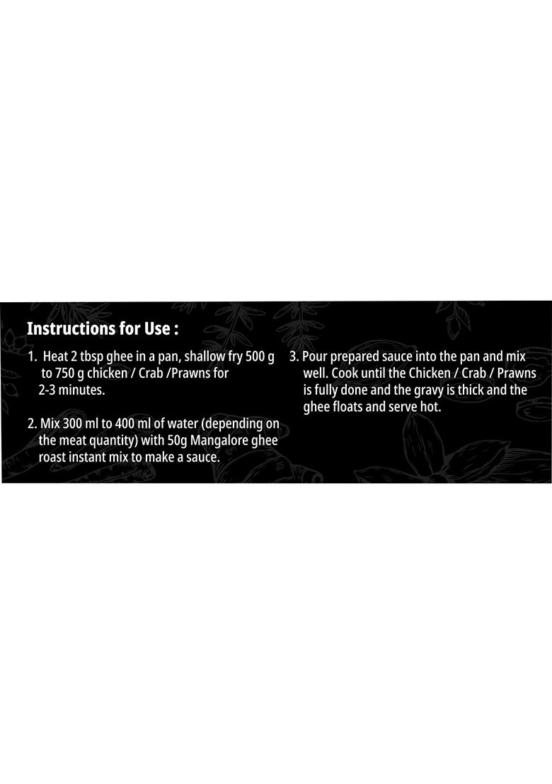 Yerchi Mangalore Ghee Roast Instant Mix By |Easy Cooking|No Added Preservative|No Artificial Colors|Taste Good With Chicken/Crab/Prawns Or Veggies|Pack Of 1,50G