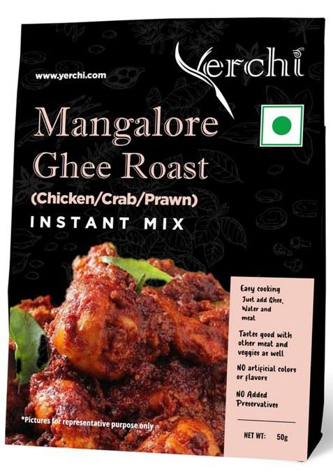 Yerchi Mangalore Ghee Roast Instant Mix By |Easy Cooking|No Added Preservative|No Artificial Colors|Taste Good With Chicken/Crab/Prawns Or Veggies|Pack Of 1,50G