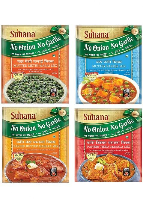 Suhana No Onion Garlic Pack Combo Of 8 (Paneer Tikka X 2, Mutter Paneer Butter Methi Malai 2)