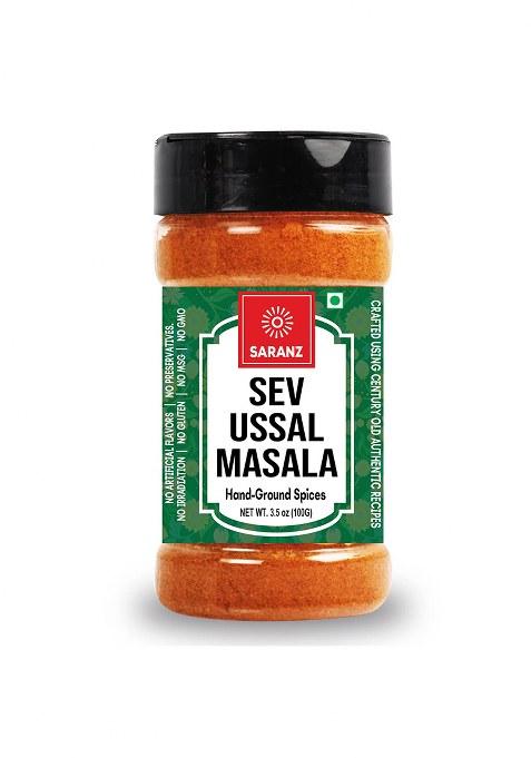 Saranz Sev Ussal Masala Perfect For Cooking, Ready To Use, No Added Colours, Spice Powders And Masalas, Premium Artisanal Spices With Rich & Strong Flavour-100 Grams Bottle