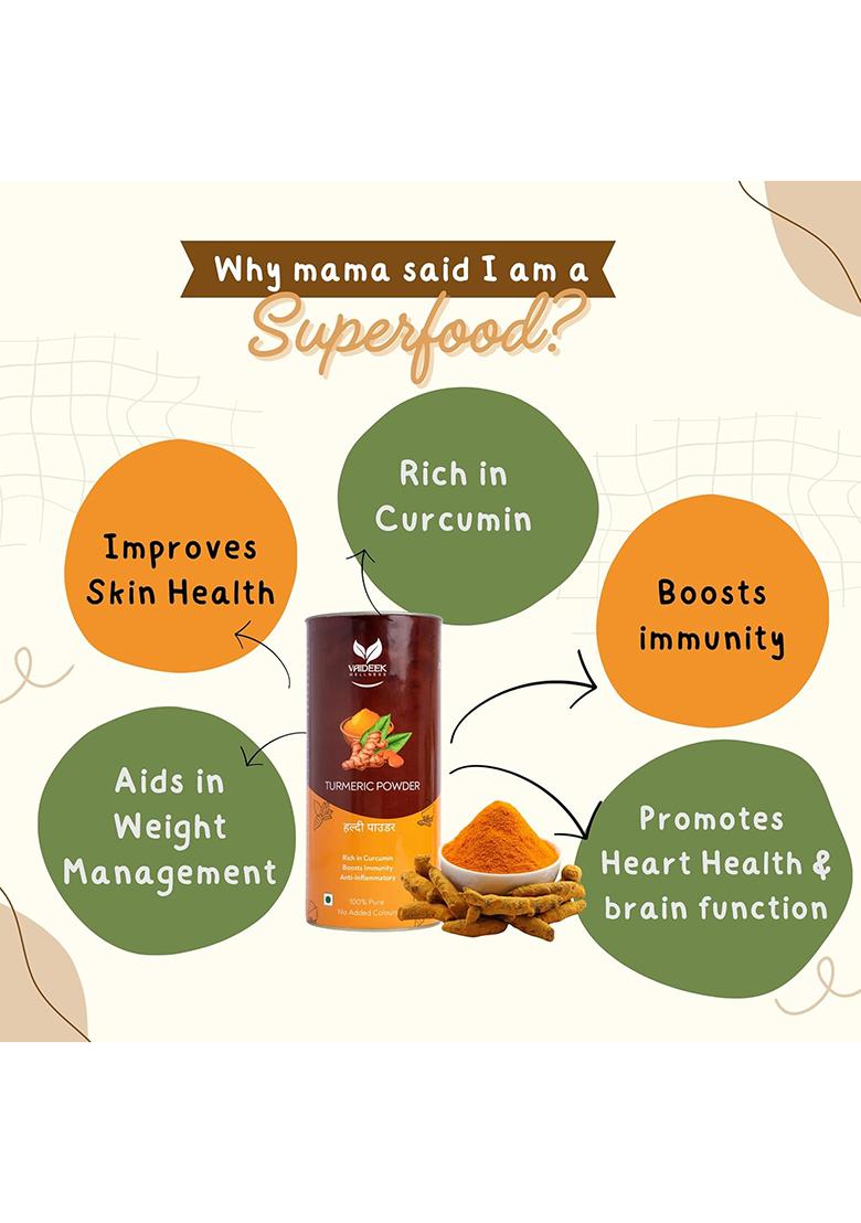 Vaideek Wellness Premium Turmeric Powder | High In Curcumin Sustainable & Eco-Friendly Packaging 250G (250 G)