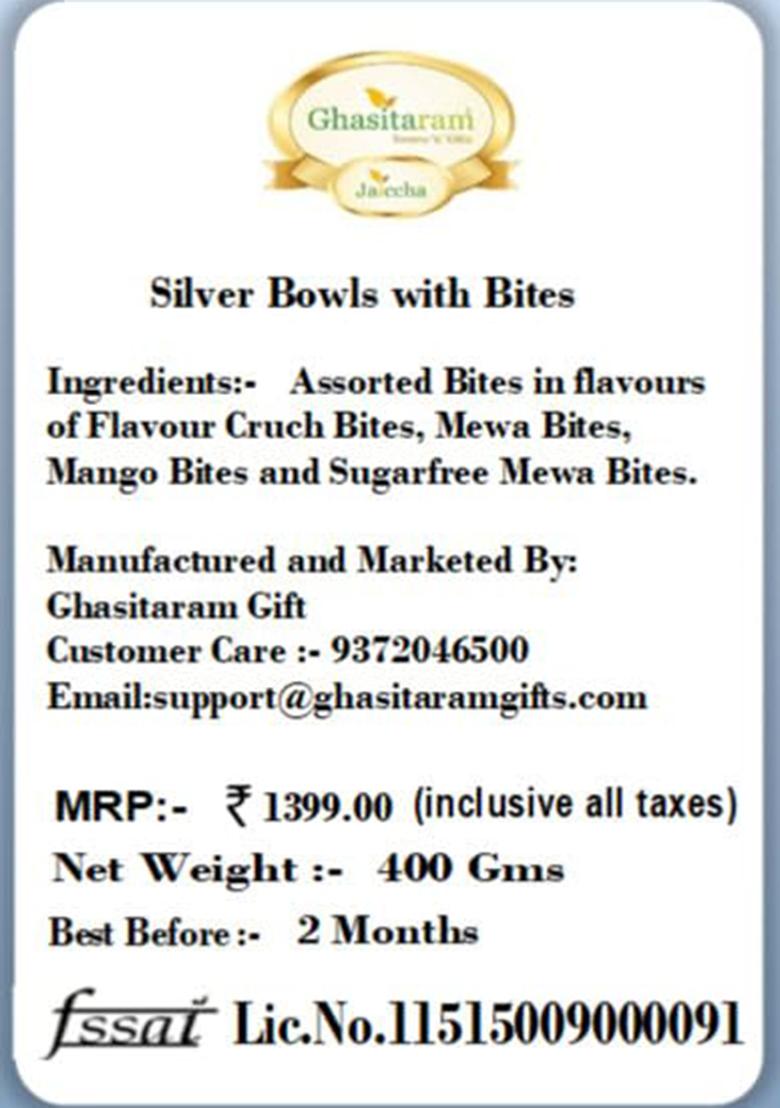 Amaram By Ghasitaram Gifts Silver Bowls With Bites|Gift For Diwali,Holi,Valentine,Birthday,Anniversary,Gift Her,Him,Mothers Day,Fathers Day|