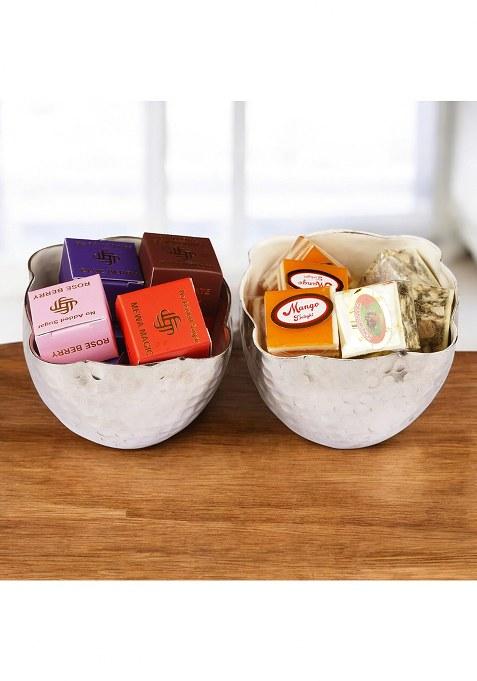 Amaram By Ghasitaram Gifts Silver Bowls With Bites|Gift For Diwali,Holi,Valentine,Birthday,Anniversary,Gift Her,Him,Mothers Day,Fathers Day|
