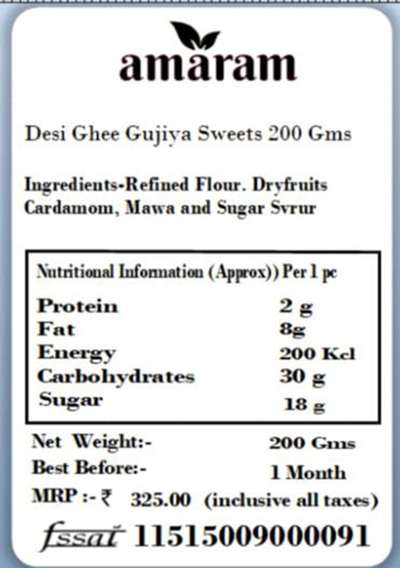 Amaram By Ghasitaram Holi- Sweets/ Holi Hampers/ Desi Ghee Gujiya Sweets Gift, 200G