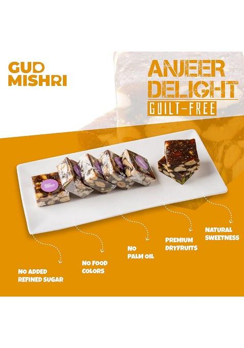 Gud Mishri Anjeer Delight 9 Pcs | Premium Dry Fruit Sweet With Anjeer, Kaju, Badam, Pista, Kishmish & Honey No Refined Sugar, Food Colour Healthy Indian Mithai For Gifting Festive Celebrations