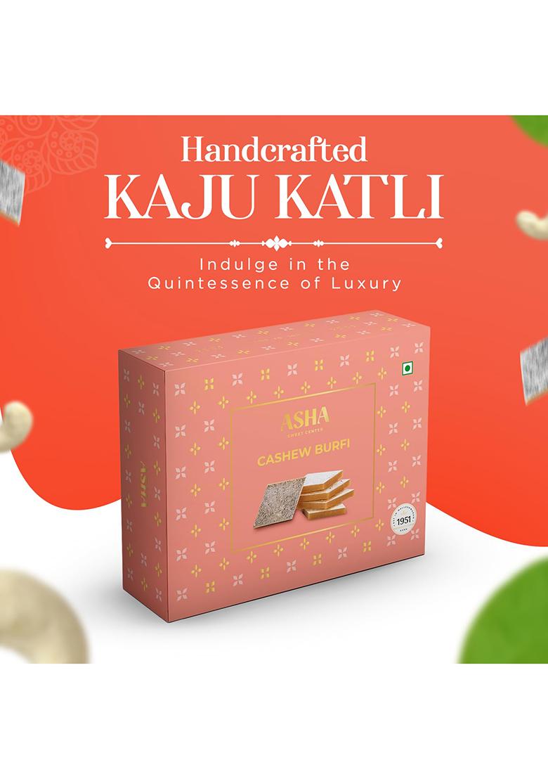 Asha Sweet Center Premium Handcrafted Kaju Katli 500Gm(Pack Of 1)|Authentic Indian Cashew Barfi Made With Fresh Cashew|Exclusive Sweets Gift Box For Any Occasion & Celebration Delicious Healthysweet