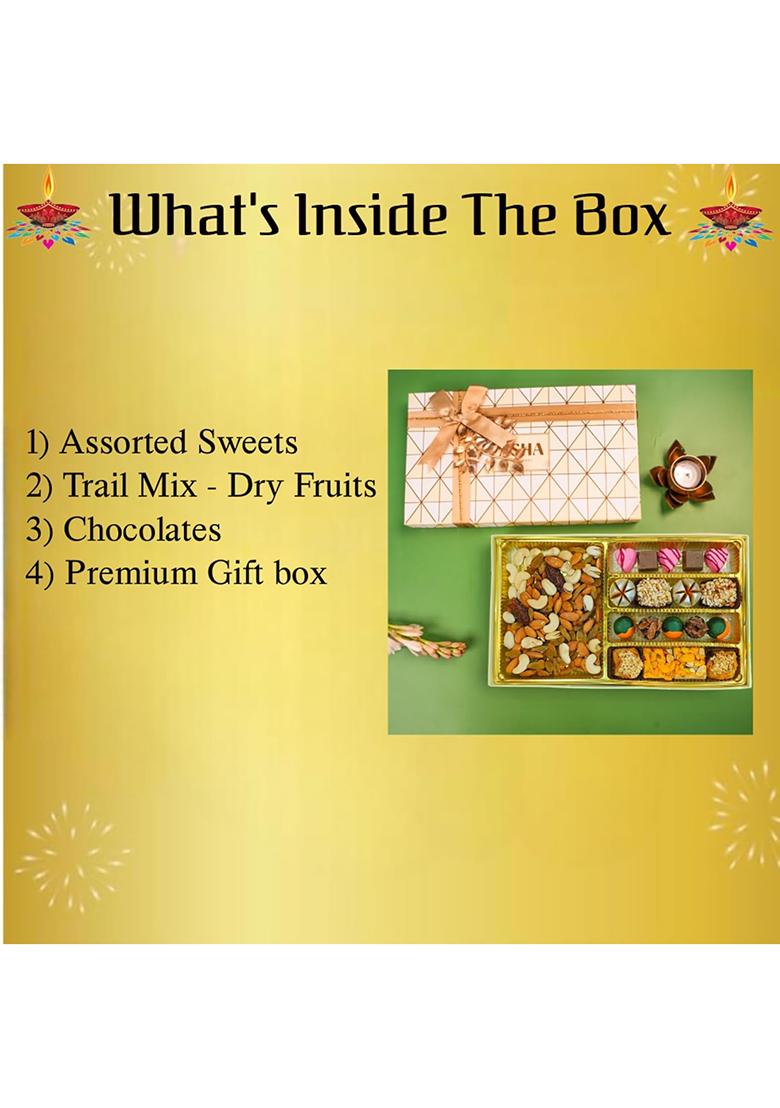 Asha Sweet Center Sweets Luxurious Bites Gift Hamper|Premium Assorted Box With Dry Fruits|Festive Gifting For Employees,Clients & Colleagues|Traditional Mithai Office Celebration