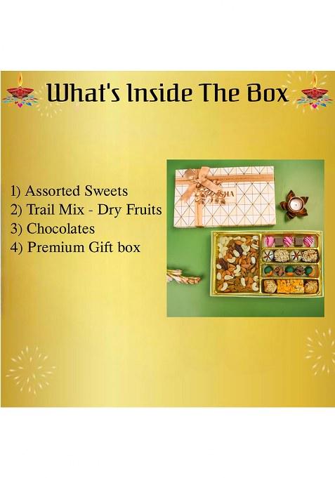 Asha Sweet Center Sweets Luxurious Bites Gift Hamper|Premium Assorted Box With Dry Fruits|Festive Gifting For Employees,Clients & Colleagues|Traditional Mithai Office Celebration