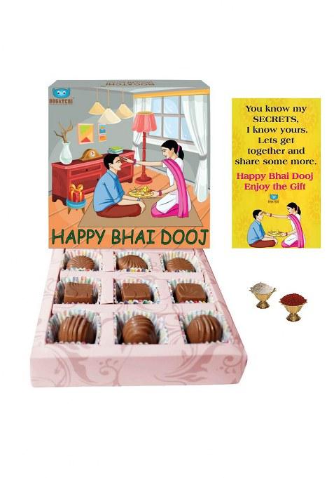Bogatchi Bhai Dooj Chocolate Box + Free Greeting Card Roli Chawal