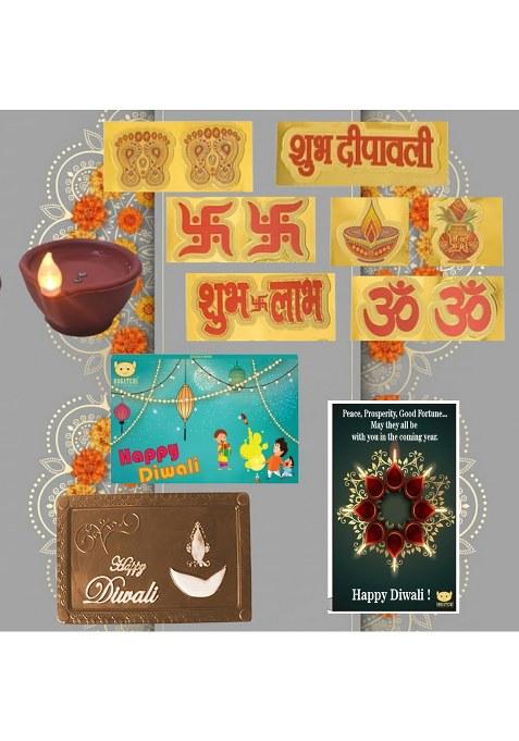 Bogatchi Diwali Dark Bar Led Diyas With Stickers | Sweet & Festive Gift Hamper For Family, Friends Corporate Gifting Pack Of 3, 70G