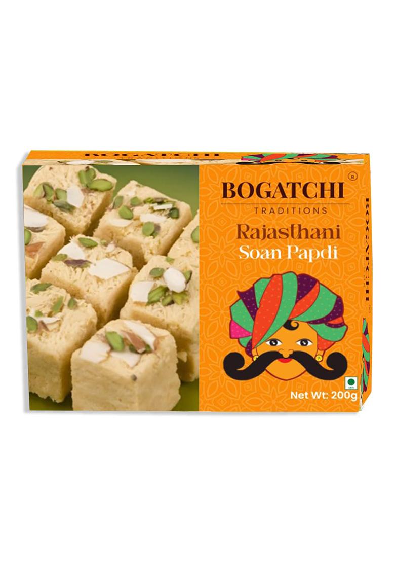 Bogatchi Rakhi Celebration Hamper 2 Rakhis With Soan Papdi, Roli Chawal & Greeting Card Raksha Bandhan Festival Gift Box For Brother Sister'S (Pack Of 1, 200G)