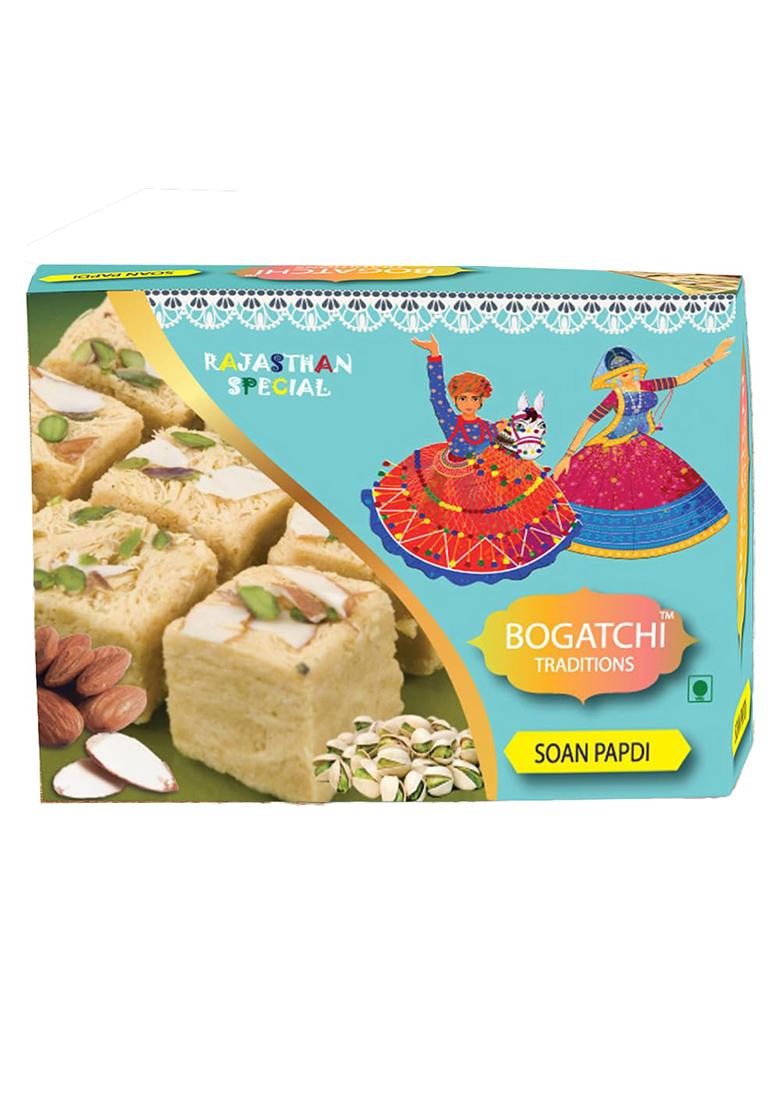 Bogatchi Rakhi Gift Box Pack Of 10 Rakhis, Soan Papdi, Rc & Greeting Card Perfect For Raksha Bandhan Celebrations (Pack 1, 200G)