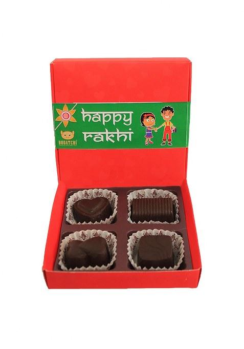 Bogatchi Rakhi Gift Combo Set Of 5 Traditional For Brother With Chocolate Box, Raksha Bandhan Greeting Card, Roli Chawal & Decorative Packaging Special Hamper