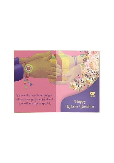 Bogatchi Rakhi Gift Combo Set Of 5 Traditional For Brother With Chocolate Box, Raksha Bandhan Greeting Card, Roli Chawal & Decorative Packaging Special Hamper