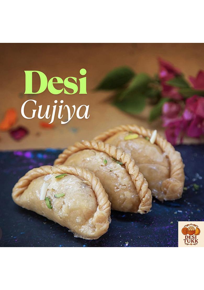 Desi Tukk Fresh Pedakiya (Gujiya) 300G Authentic Up & Bihari Sweet | Homemade With Ghee, Khoa Dry Fruits Traditional Chandrakala Pirukiya Mithai For Diwali Festive Occasions