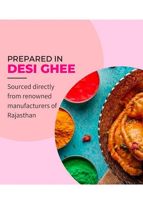 Desi Tukk Fresh Pedakiya (Gujiya) 300G Authentic Up & Bihari Sweet | Homemade With Ghee, Khoa Dry Fruits Traditional Chandrakala Pirukiya Mithai For Diwali Festive Occasions