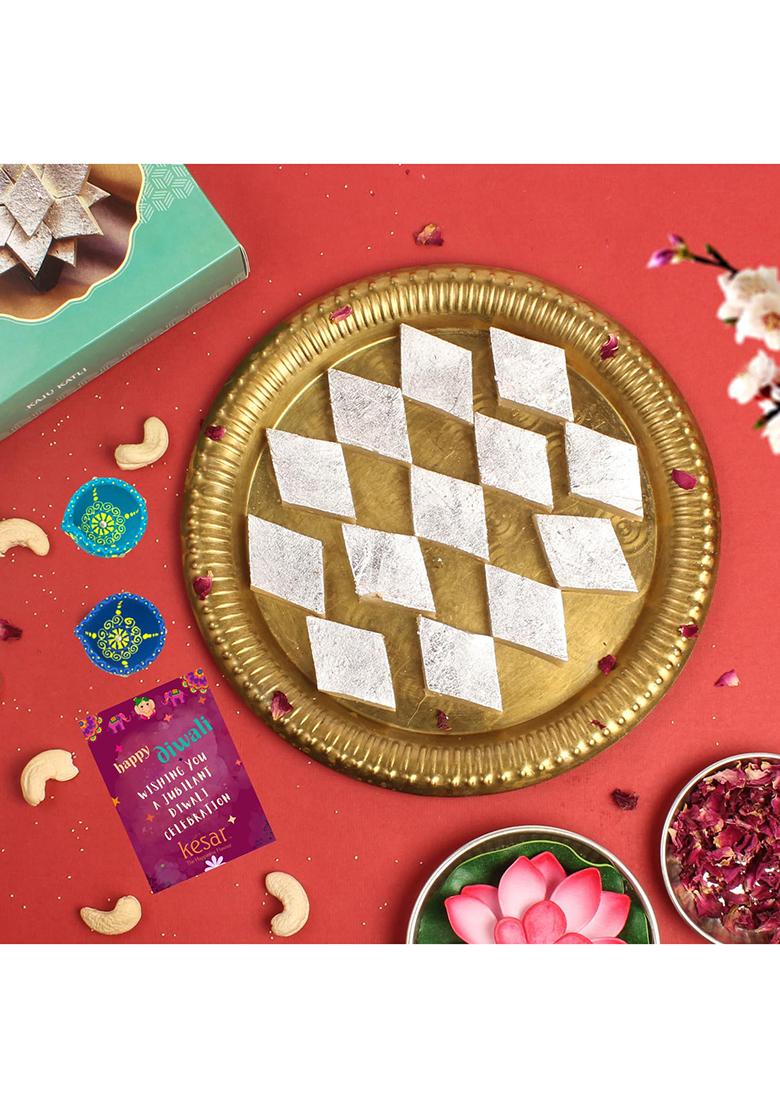 Dessert Drama Diwali Special Healthy And Delicious Kaju Katli (800 Gm) With 2 Diya Traditional Indian Mithai