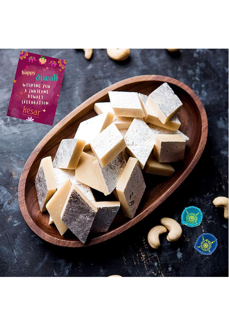Dessert Drama Diwali Special Healthy And Delicious Kaju Katli (800 Gm) With 2 Diya Traditional Indian Mithai