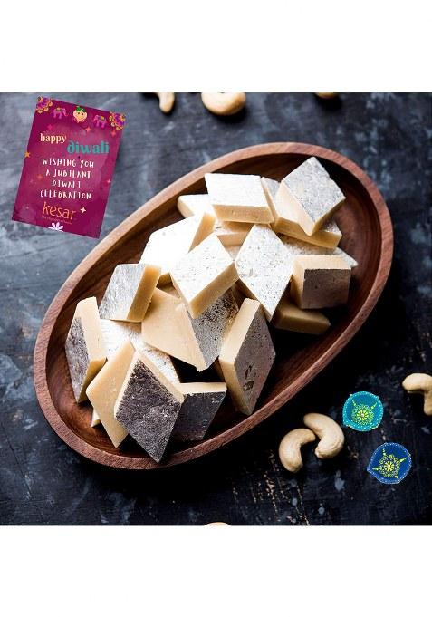 Dessert Drama Diwali Special Healthy And Delicious Kaju Katli (800 Gm) With 2 Diya Traditional Indian Mithai