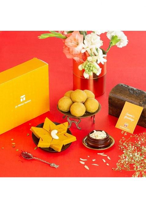 Di Mithai Nation Desi Ghee Besan Laddoo (200 Gram) With Kesar Katli Traditional Delicious Indian Desert For Special Occasion