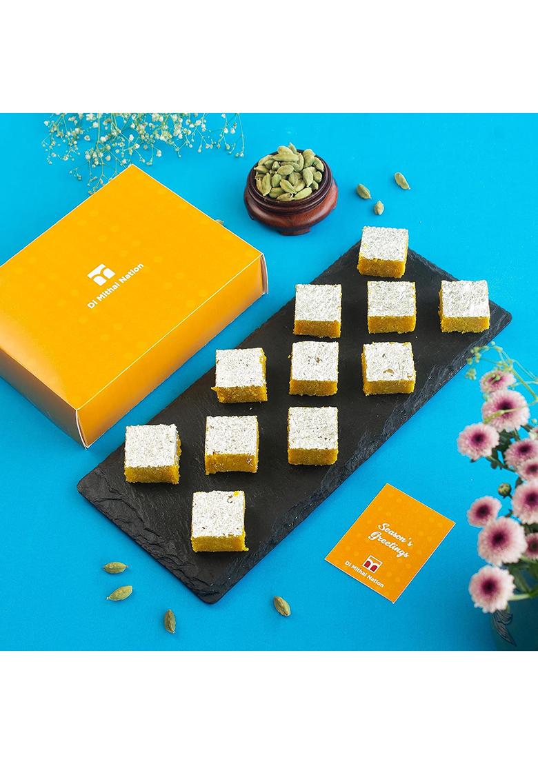 Di Mithai Nation Diwali Special Milk Cake (200 Gm) With Kesar Katli Moong Thal Delicious Indian Desert For Laxmi Ji Ganesh Murti Or Greeting Card