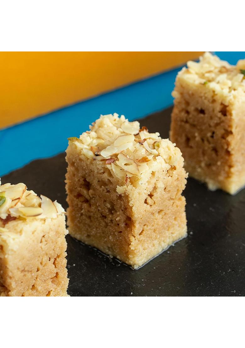 Di Mithai Nation Diwali Special Milk Cake (200 Gram) With Baklava Mysore Pak Motichoor Laddoo Traditional Delicious Indian Desert 2 Diya Or Greeting Card