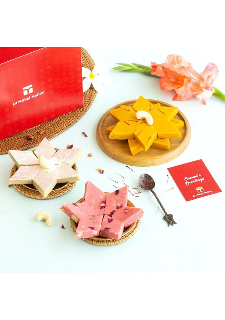 Di Mithai Nation Kaju Katli (200 Gram) With Rose Kesar Traditional Delicious Indian Desert For Special Occasion