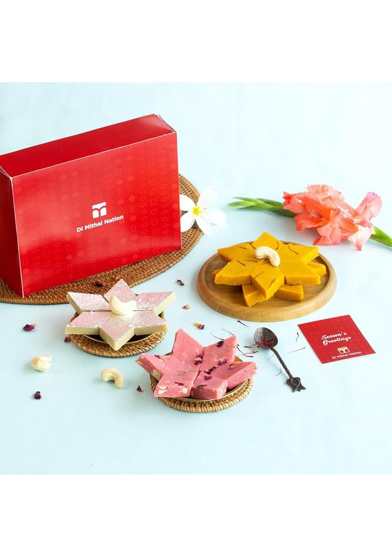 Di Mithai Nation Kaju Katli (200 Gram) With Rose Kesar Traditional Delicious Indian Desert For Special Occasion