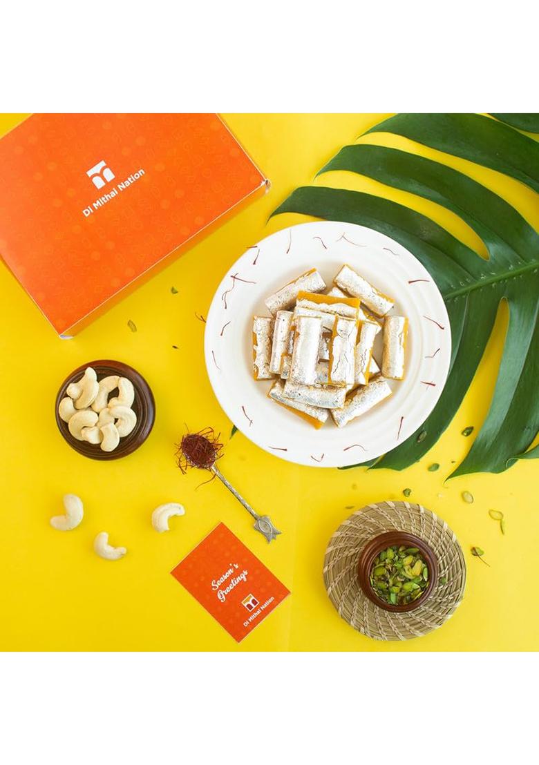 Di Mithai Nation Kaju Kesar Roll Traditional Indian Desert For Special Occasion (400 Gram)