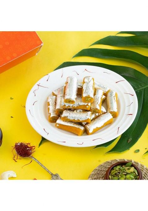 Di Mithai Nation Kaju Kesar Roll Traditional Indian Desert For Special Occasion (400 Gram)