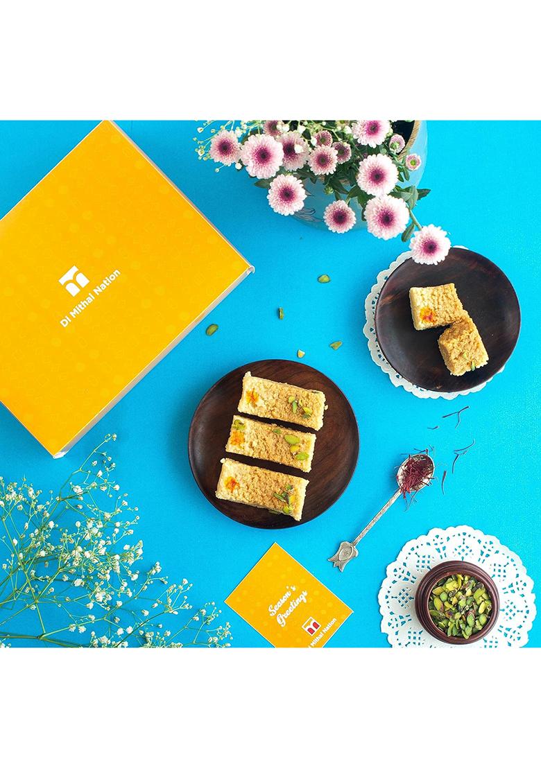 Di Mithai Nation Milk Cake (400 Gram) With Elegant Om Rakhi Set Of 2 For Brother Sweets Gift Pack