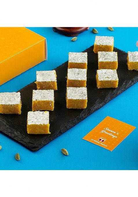 Di Mithai Nation Milk Cake, Kesar Katli Moong Thal With Elegant Om Rakhi Set Of 2 For Rakshabandhan