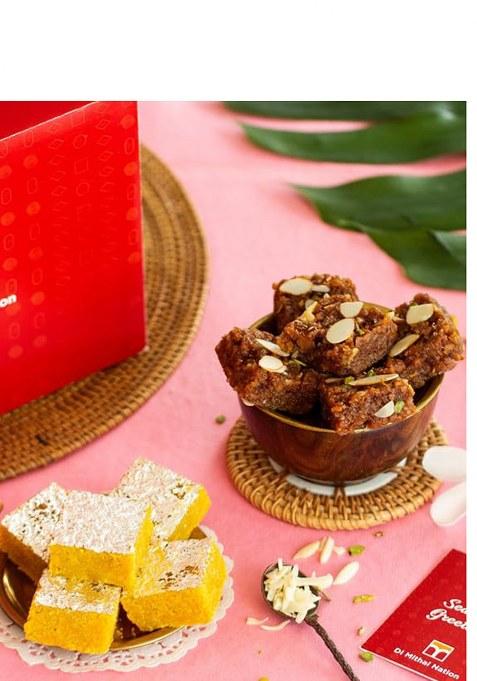 Di Mithai Nation Moong Thal (200 Gram) With Dhoda Burfi Traditional Delicious Indian Desert For Special Occasion