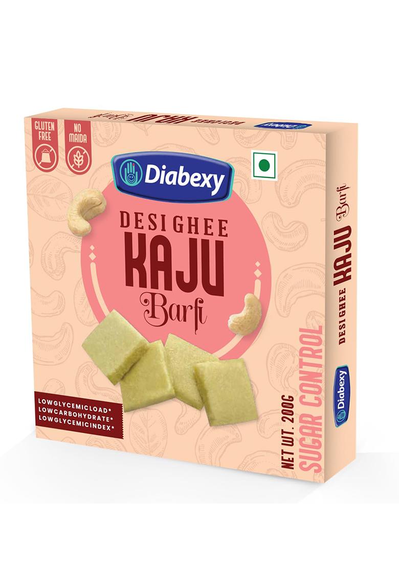 Diabexy Sugar Free Kaju Katli/Barfi | Diabetes Friendly Sweet/Mithai For Diabetics Made With Desi Ghee No Sweets- 200G