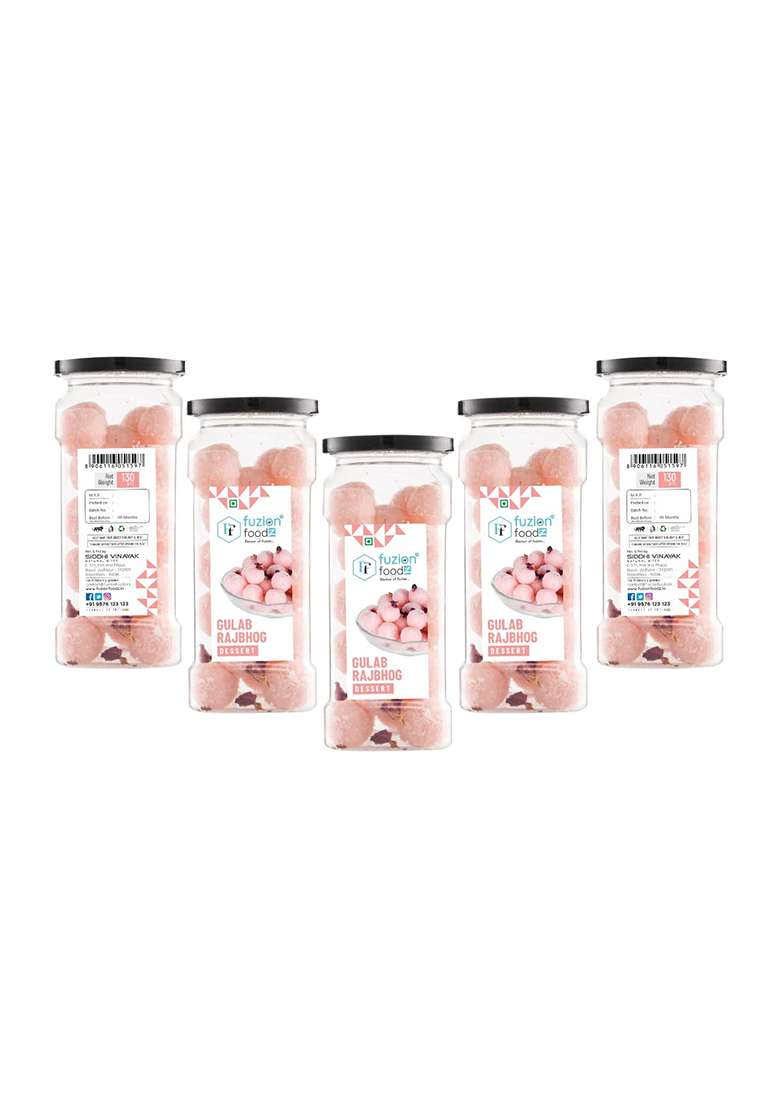 Fuzion Foodz Gulab Rajbhog - Sweets Dessert- Rajasthani Mithai,(Gulab Flavour),Pack Of 5,(130G Each) - Indya