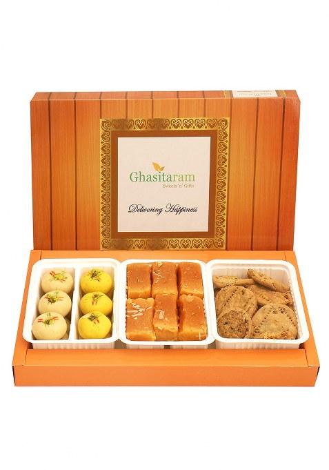 Ghasitaram Gifts Assorted Box Of Mawa Peda; Mysore Pak And Methi Mathi|Gift Hamper|Diwali Gift Hamper|Food Hampers|Gourmet Hampers|