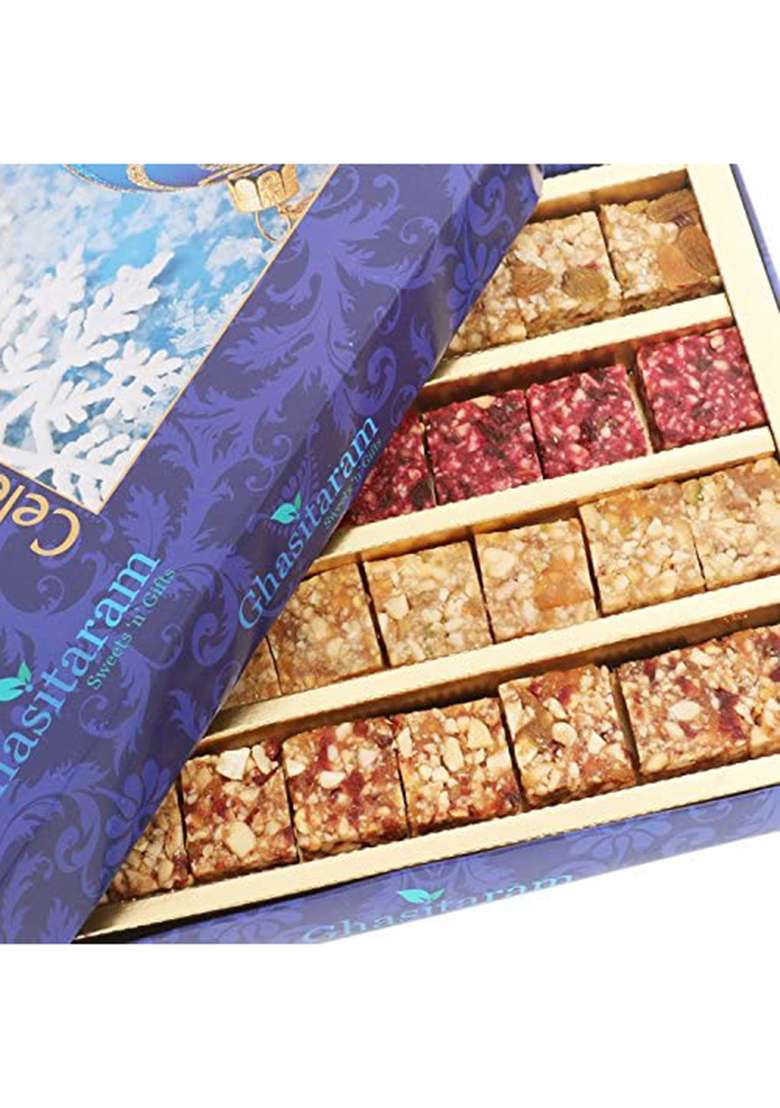 Ghasitaram Gifts Bhaidooj Sugarfree Sweets - Natural Fruit Assorted 800 Gms - Indya