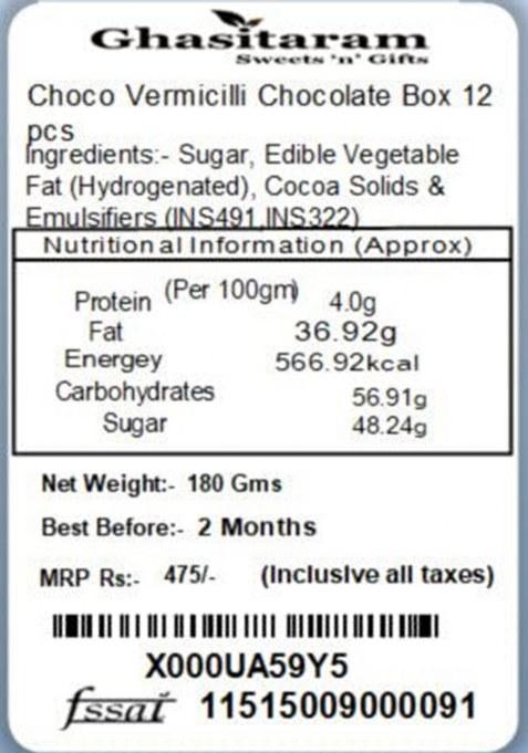 Ghasitaram Gifts Choco Vermicilli Chocolate Box (12 Pcs) |Gift For Diwali,Holi,Rakhi,Valentine,Christmas,Birthday,Anniversary,Gift Her,Him,Mothers Day,Fathers Day|