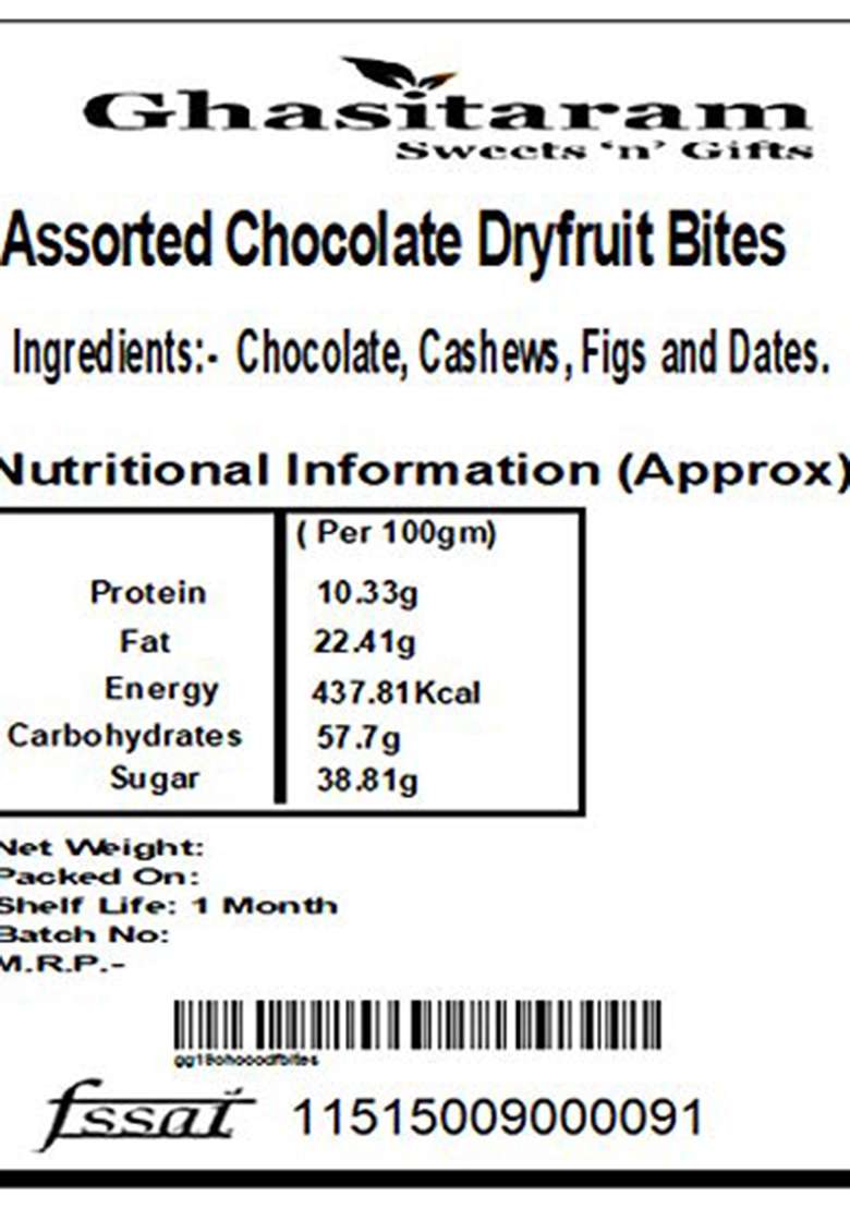 Ghasitaram Gifts Christmas - 12 Pcs Chocolate Dryfruit Bites 300 Gms And T-Lite - Indya