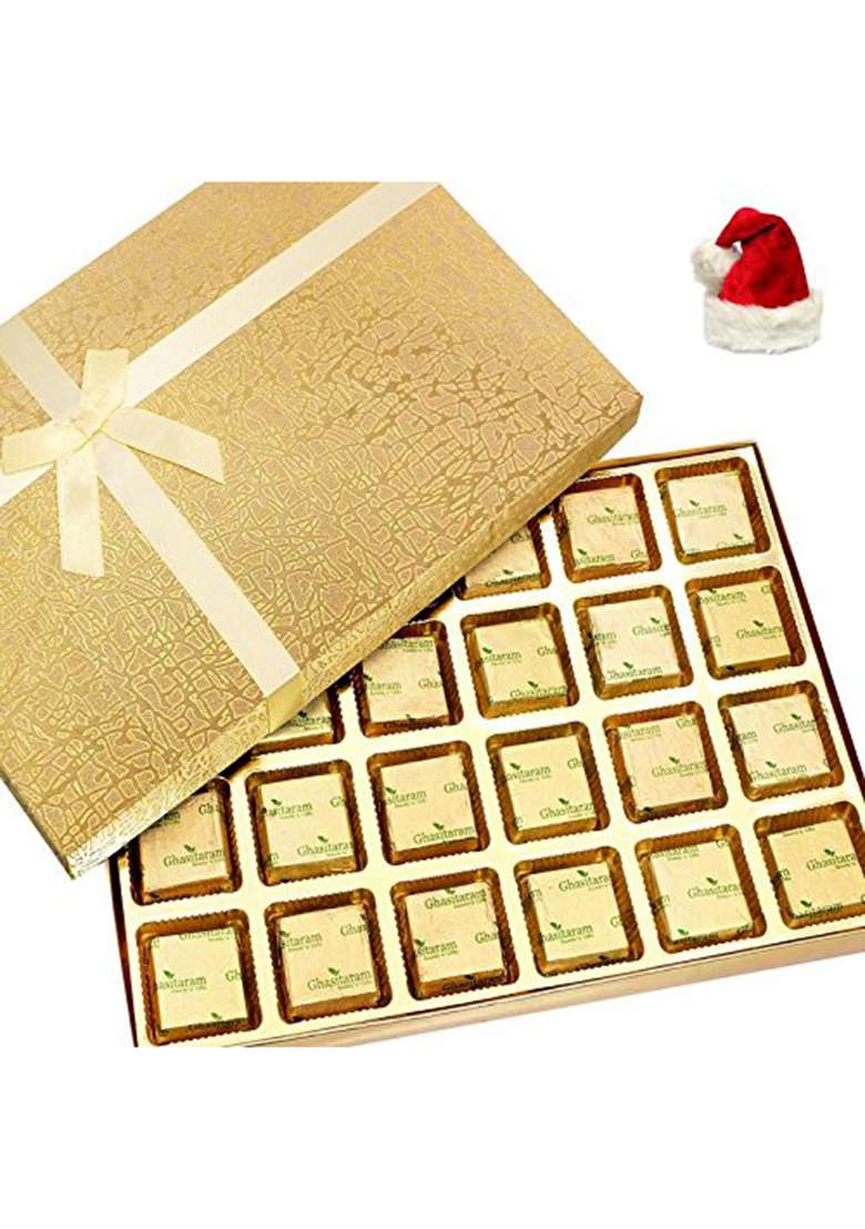 Ghasitaram Gifts Christmas Chocolates - Golden 24 Pcs Assorted Chocolate Box - Indya